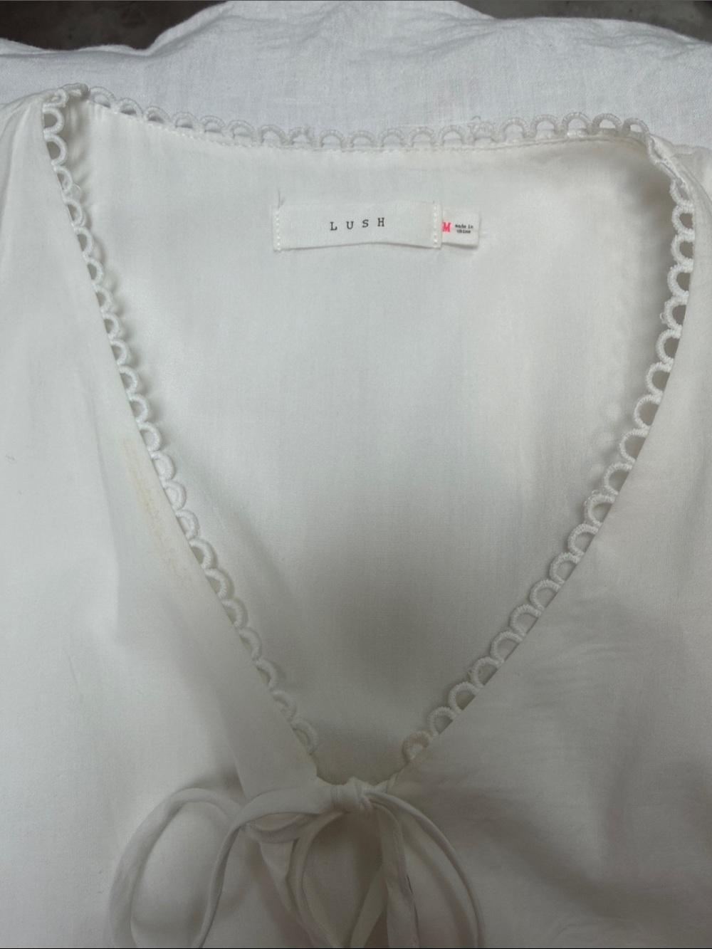 Lush White Tie-Front Eyelet Midi Dress - Picture 5 of 9